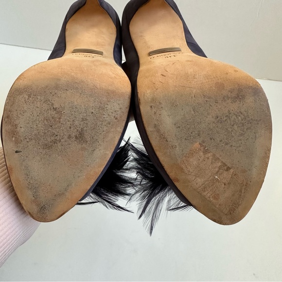 Badgley Mischka Ginnie Purple Suede Peep Toe Feather Heel Pump 8 - Picture 14 of 15